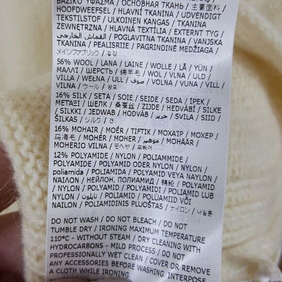 JIL SANDER Sweater Mens Size 48 Ivory Pullover Crew Side Slit Wool Mohair $1350 - Picture 6 of 10